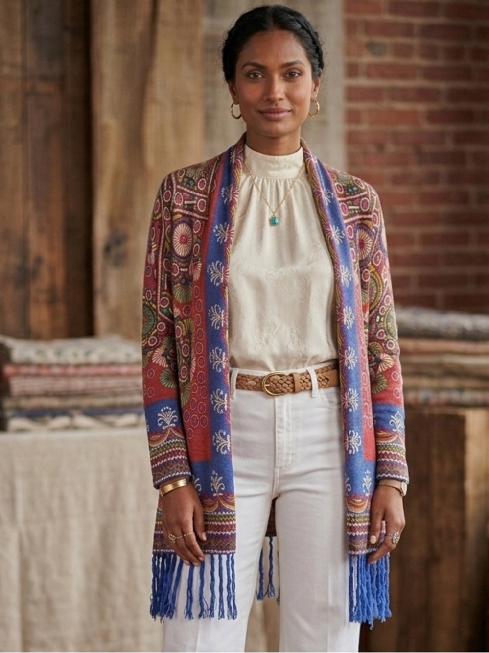 SoHo Chick Pastel Multicolor Knit Cardigan with tassels- medium